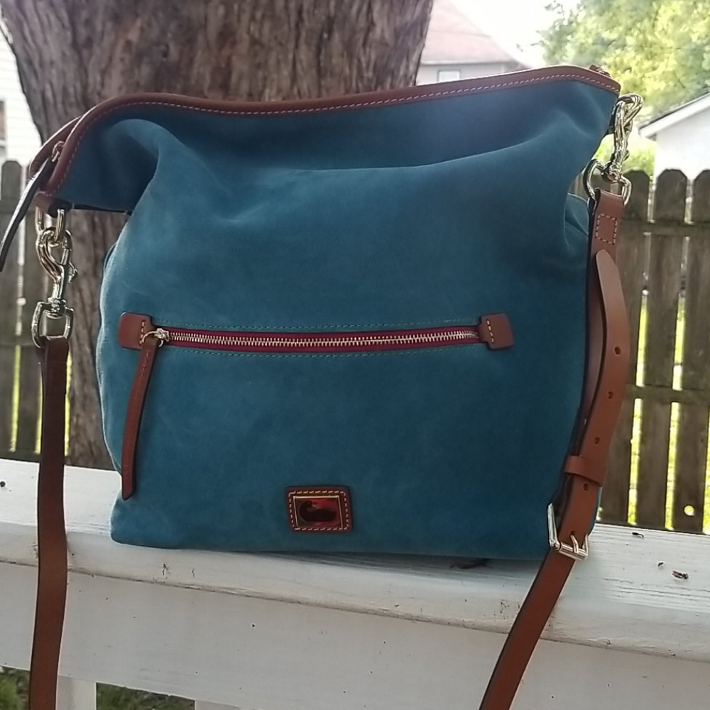 Dooney and bourke suede hobo in air force blue